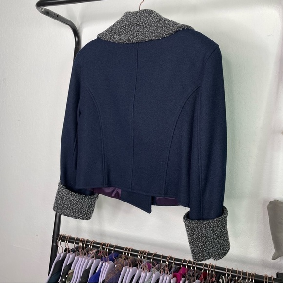 VINTAGE Jonathan Michael Navy Wool Double Breasted Military Pea Coat - Picture 5 of 6